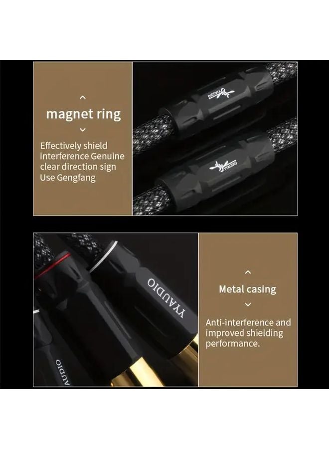 كابل صوتي من النحاس أحادي البلورة مطلي بالفضة من ذكر RCA إلى أنثى XLR بطول 1 متر (39.37 بوصة) - Image 5